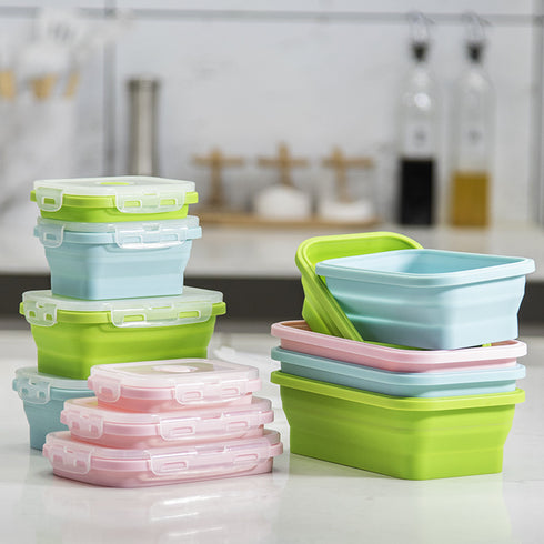Silicone Lunch Box Foldable Microwave Oven Silicone Lunch Box Storage Box